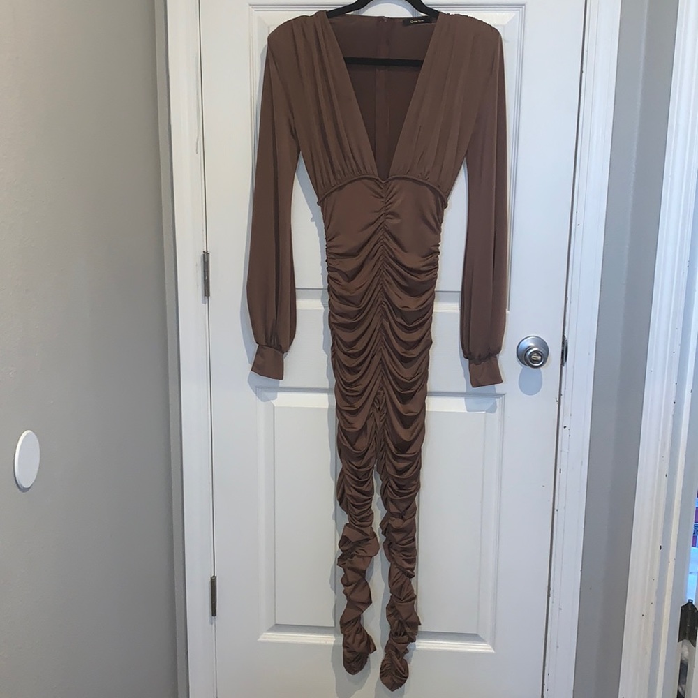 Fashion Nova “High on you” mocha jumpsuit - Picture 5 of 7